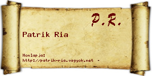 Patrik Ria névjegykártya
